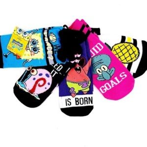 🆕 Nickelodeon Spongebob Patrick Squidward Socks 5 pairs